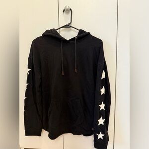 Black Hoodie with White Star Sleeves